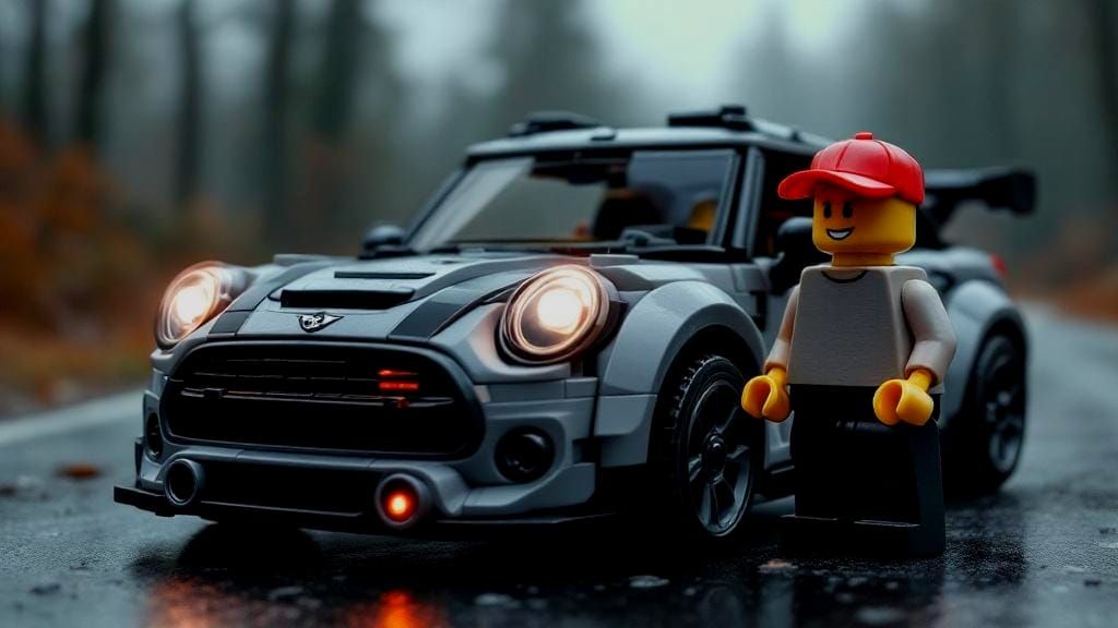 Hyper-Realistic Lego Mini Cooper JCW on the Road