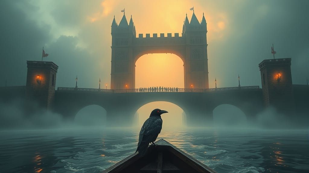 Ghostly Medieval Bridge to the Afterlife in a Dark and Omino...