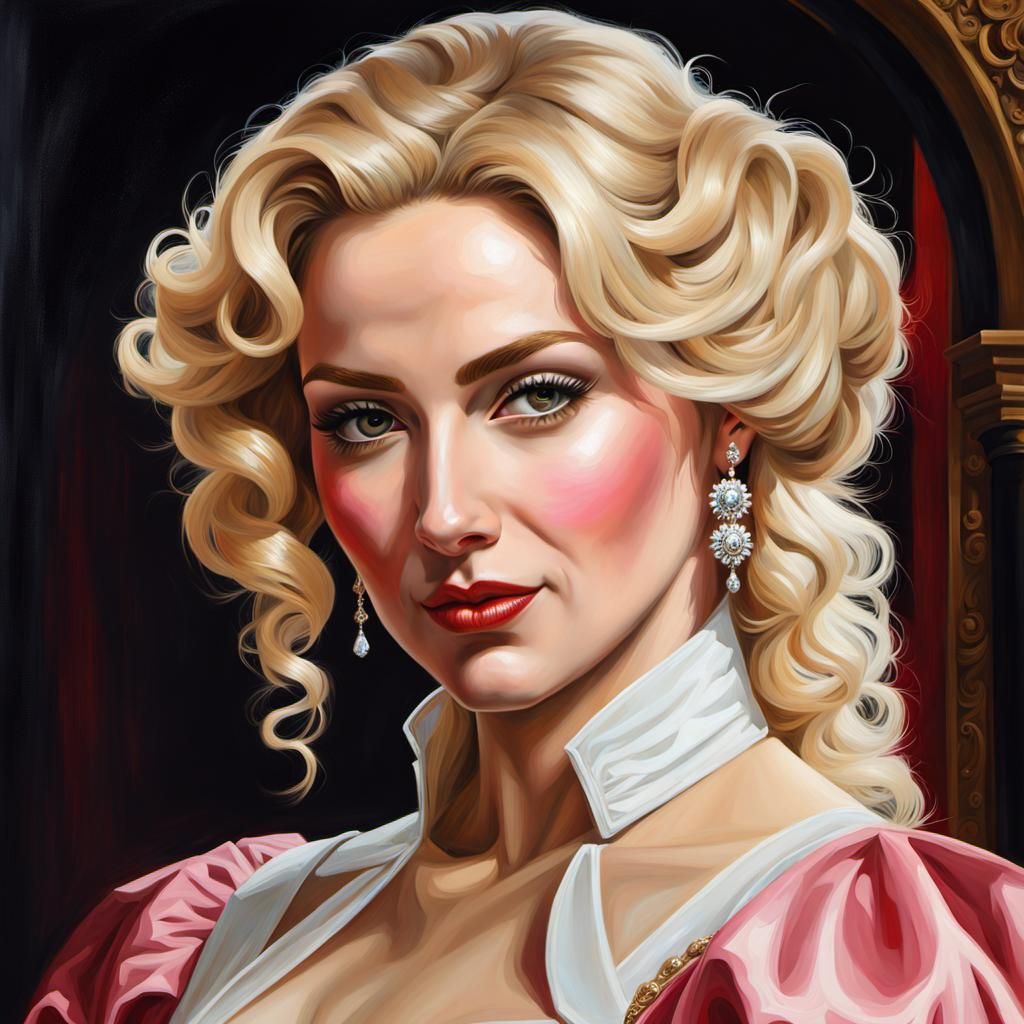 Blonde Woman Portrait as Oil Painting