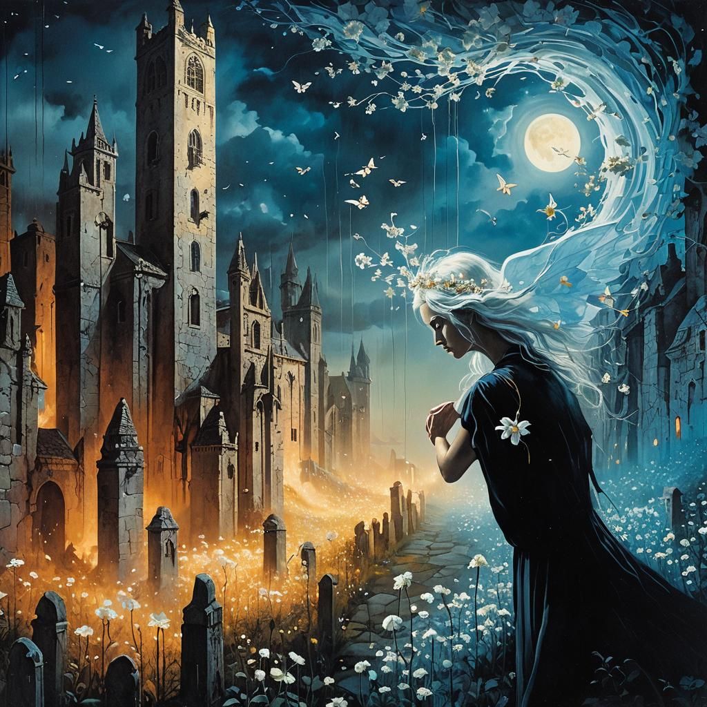 Surreal Fairy Dreamscape with Stormy Sky