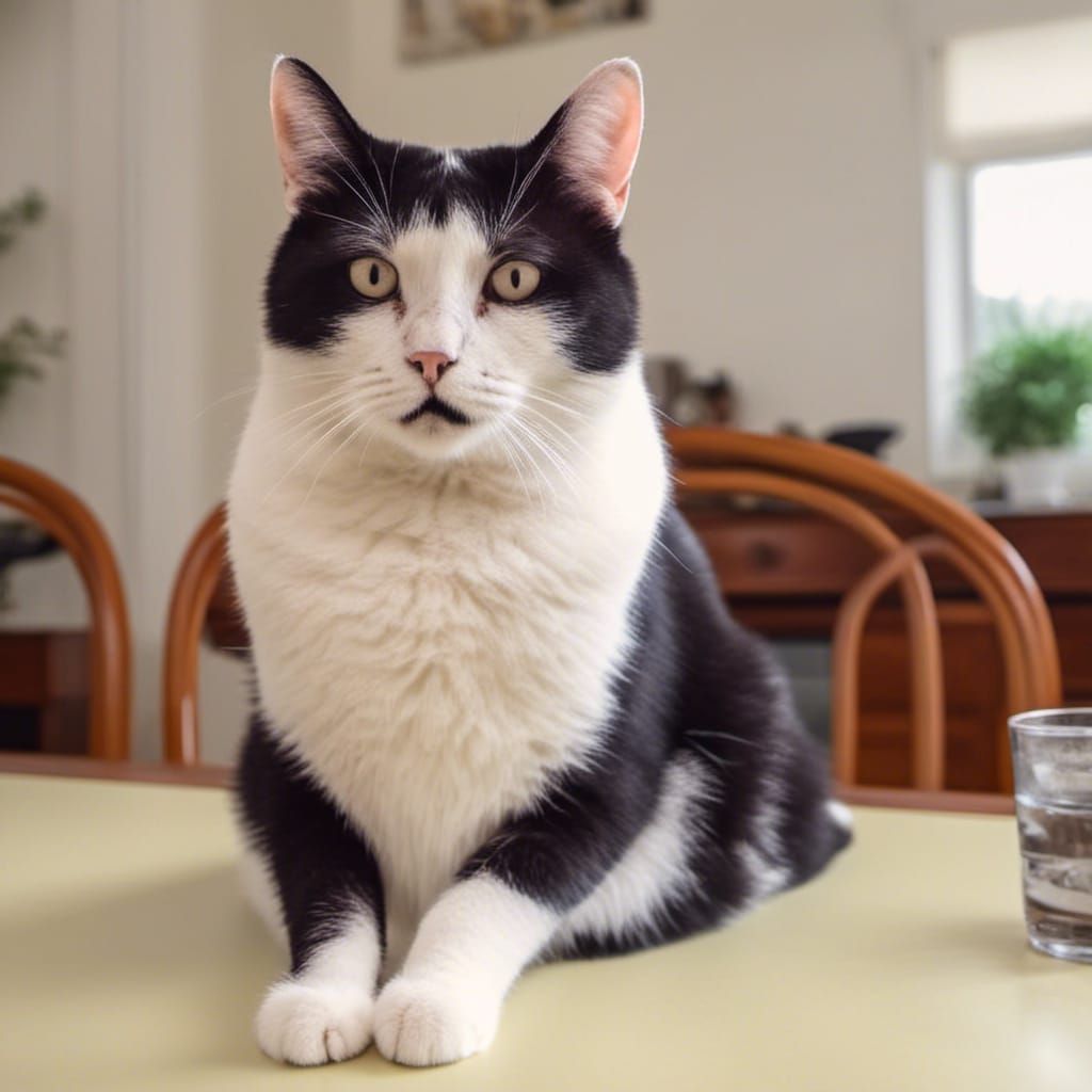 Cat Waiting for Food: Photorealistic Detail