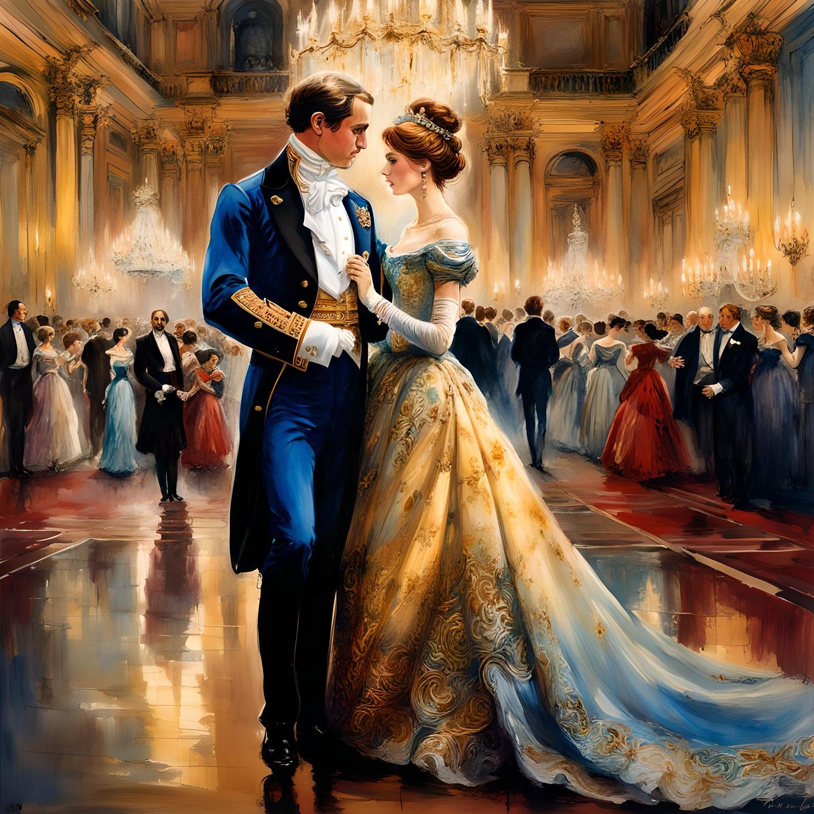 Buckingham Palace Royal Ball in Watercolor Style