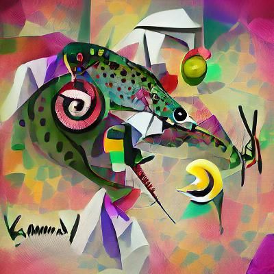 Kandinsky-Inspired Chameleon Digital Illustration