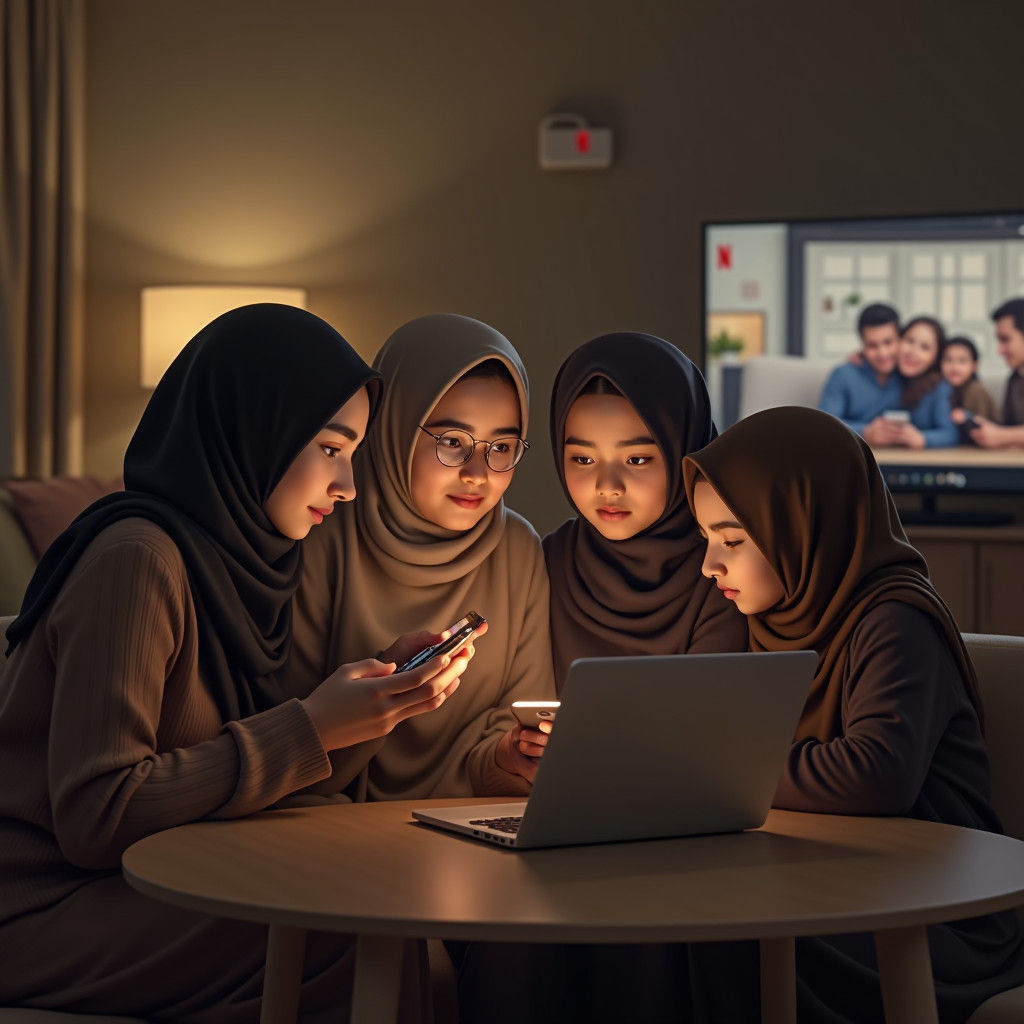Cozy Muslim Family Room with Modern Technology