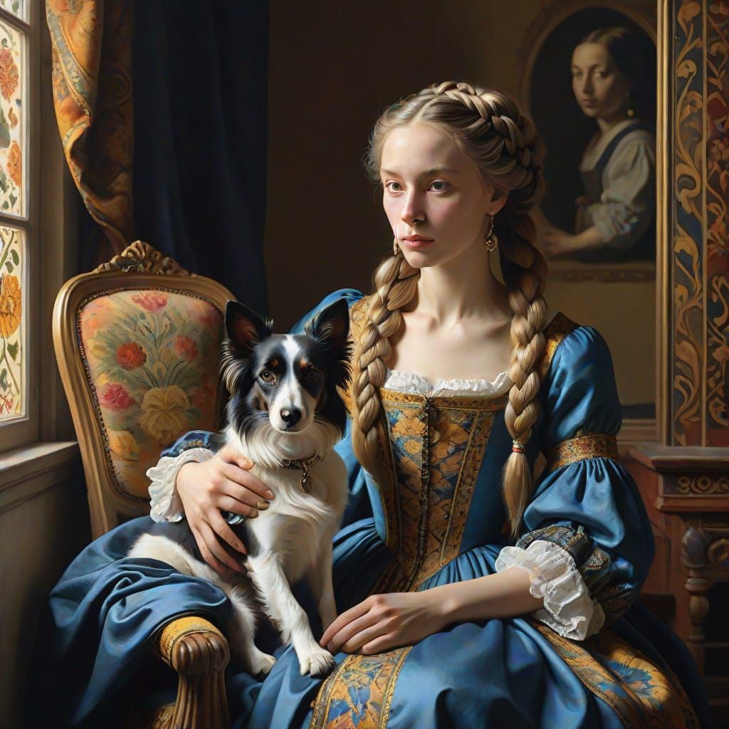 17th Century Beauty Prepares for a Haircut in a Moment of In...