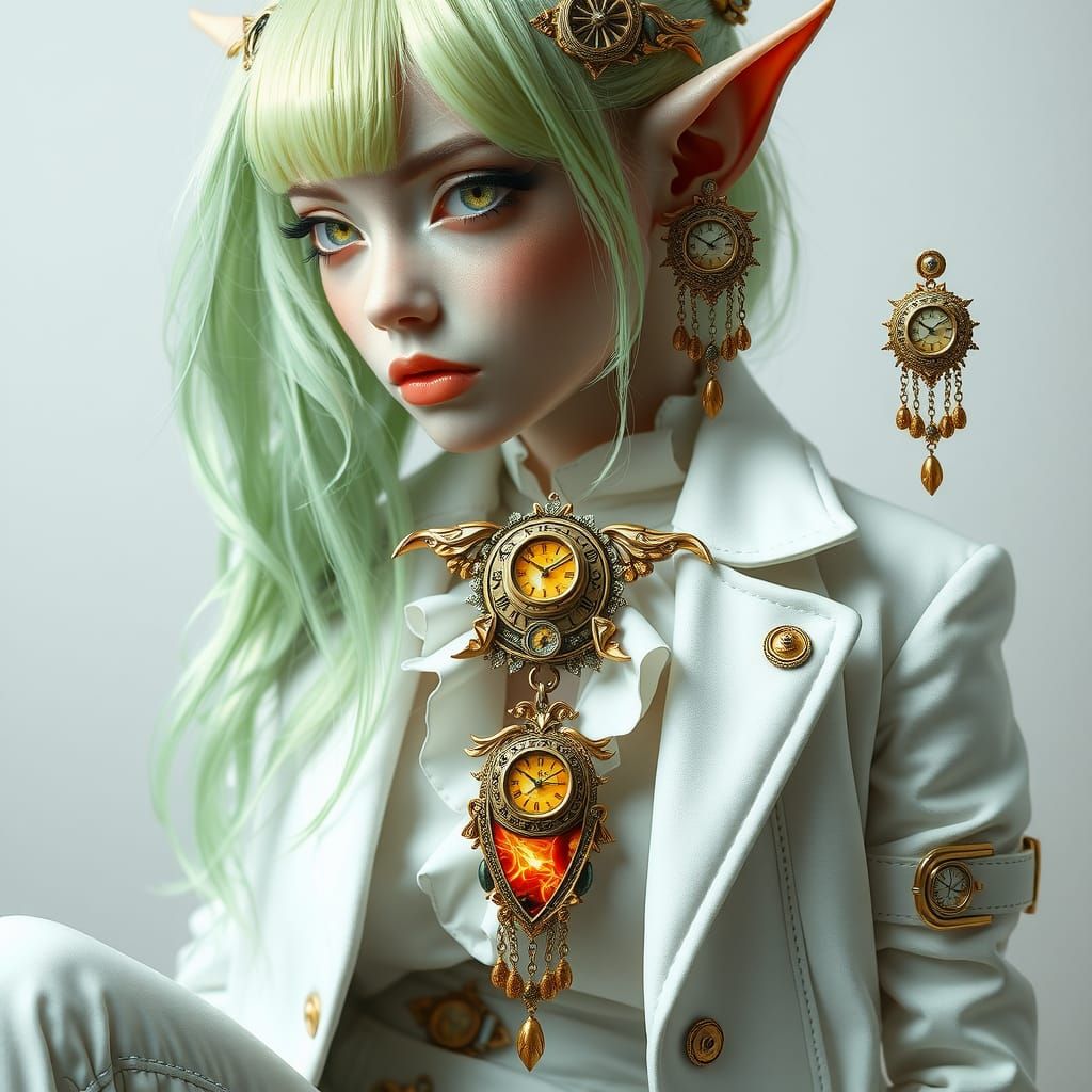 Ethereal Steampunk Changeling with Clockwork Jewelry