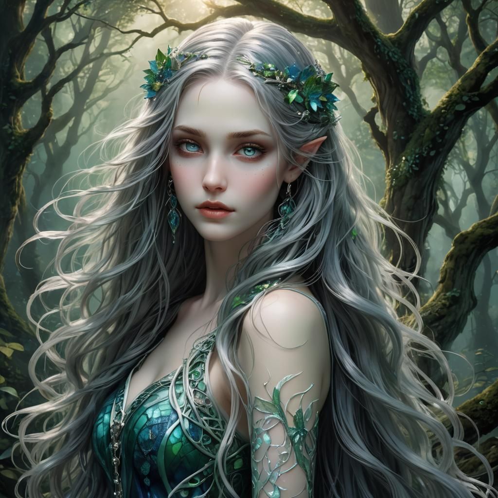 Serpentine Girl in Mystical Forest, as 3D Anime Art