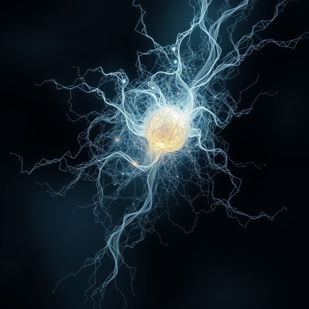 Surreal Biomechanical Tapestry Unfolds with Hidden Neon Core