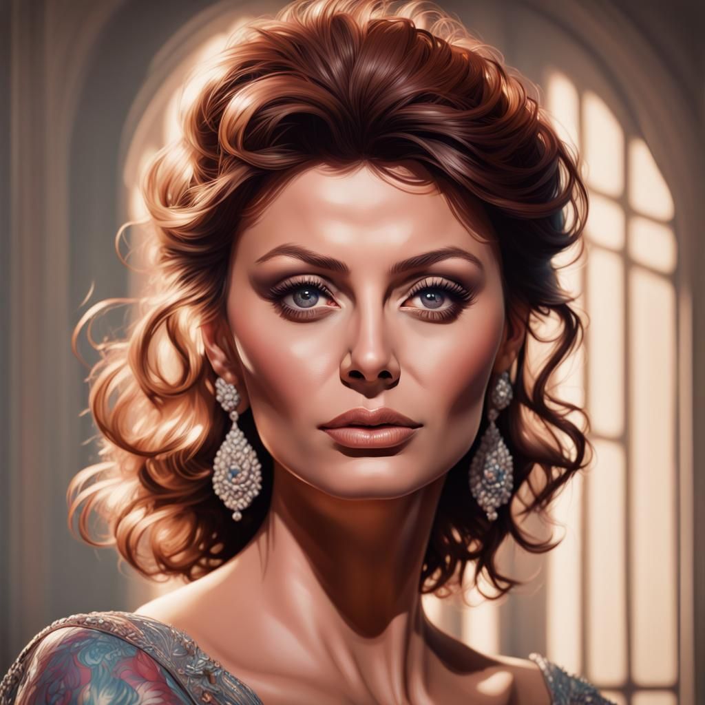 Detailed Portrait in Art Nouveau Style