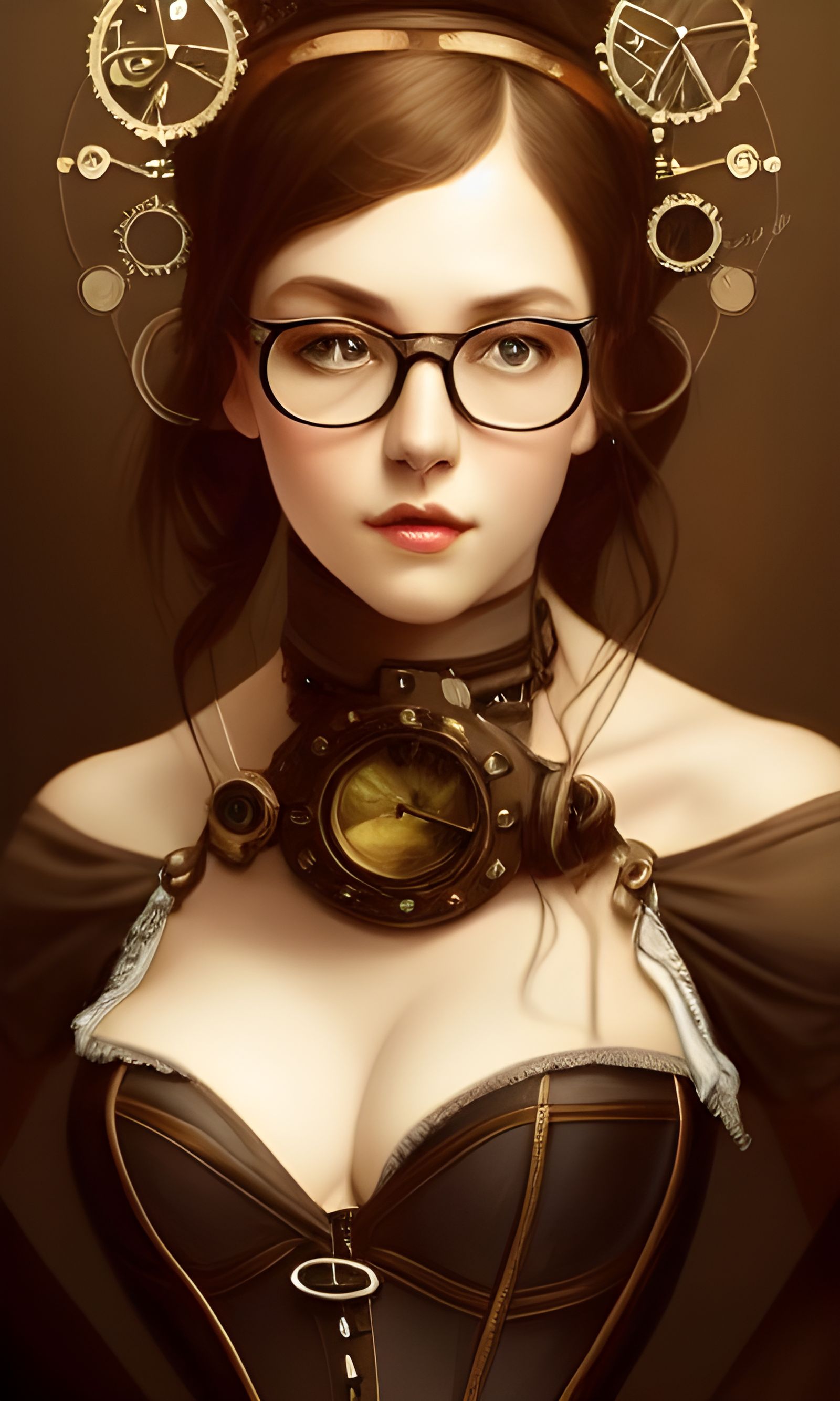 Steampunk Girl Portrait in Hyperdetailed Lighting
