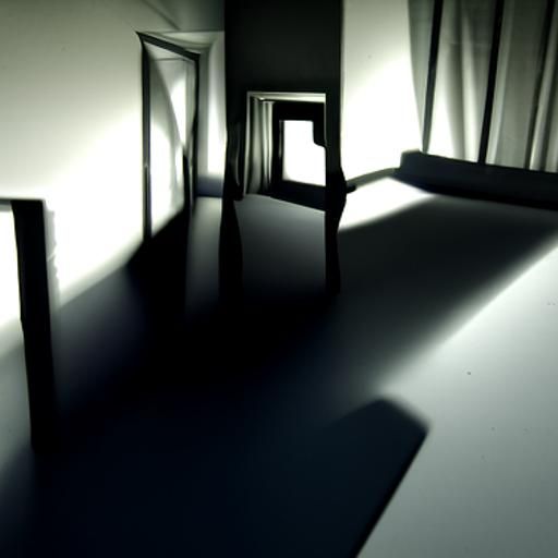 Eerie Dark Bedroom with Deep 3D Shading