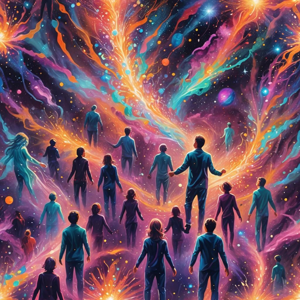 Cosmic Surrealism: Stardust People in Oil Paint