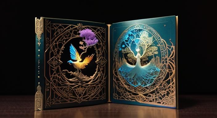 Fairytale Wooden Sculpture Book with Escaping Fairies