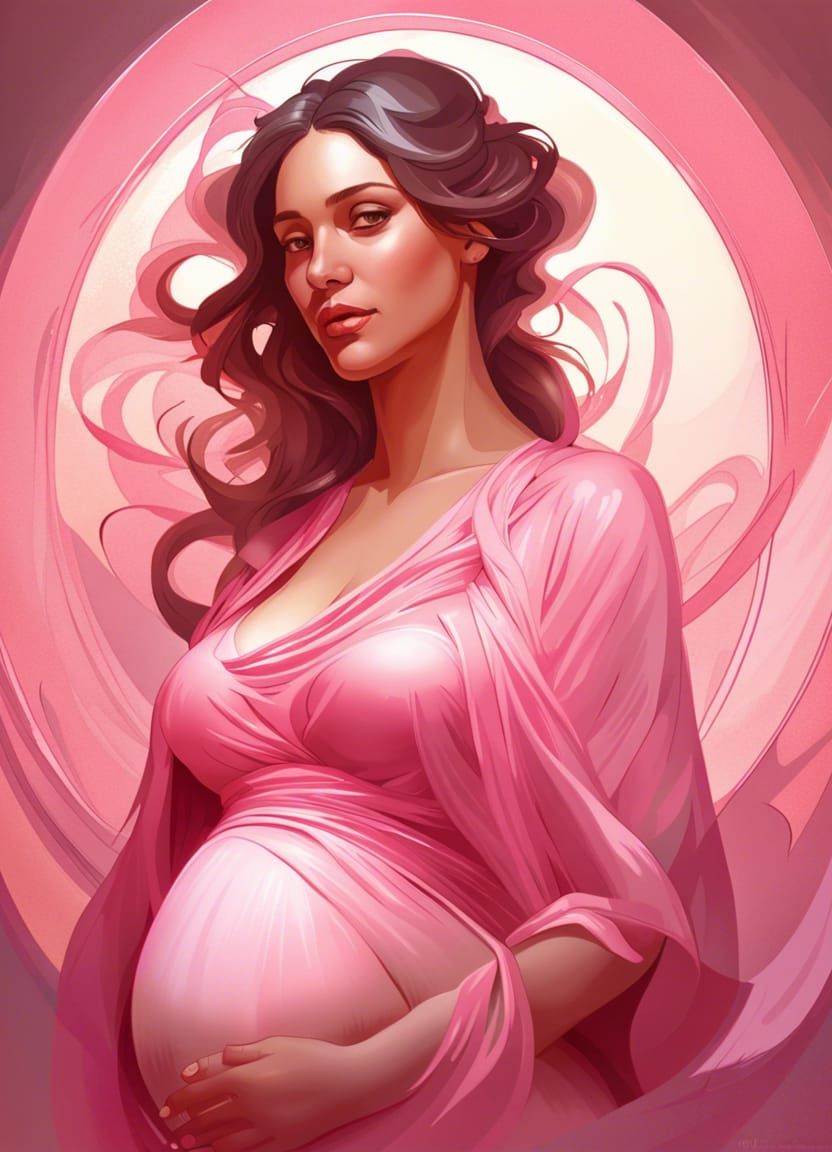 Radiant Portrait of Pregnant Woman in Flowing Dress