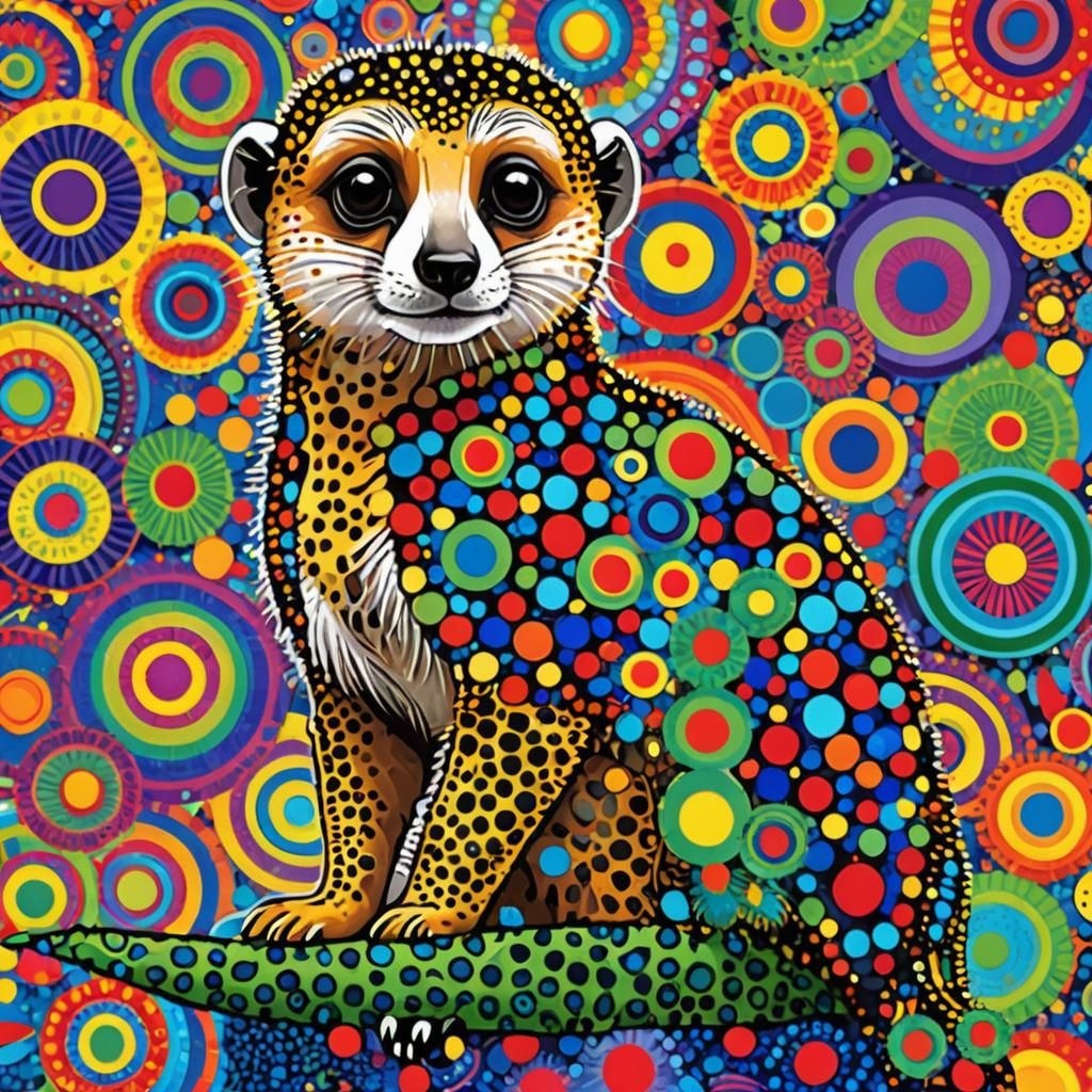 Colorful Meerkat in Polka Dot Fantasy, 3D Digital Art
