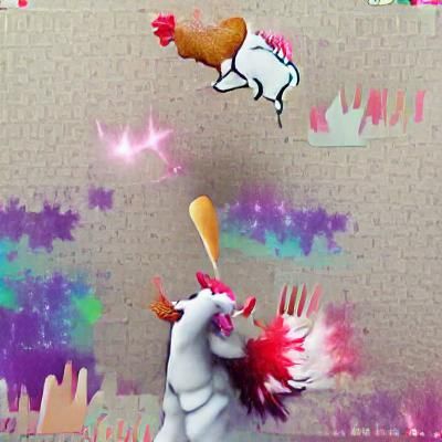 Cartoon Unicorn and Chicken Playtime