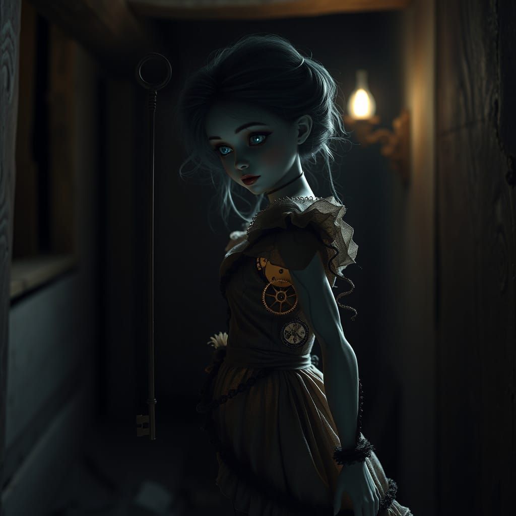Ethereal Gothic Clockwork Doll Unveils Attic Secrets