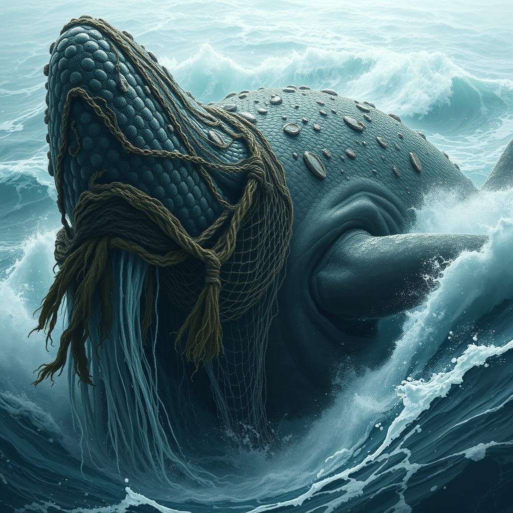 Colossal Sea Creature Emerges in Photorealistic Style