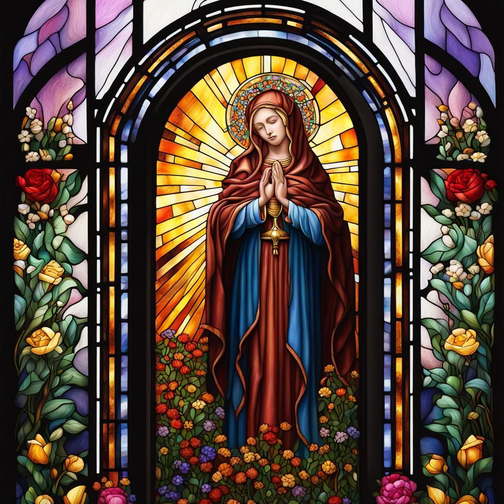 stained glass Black Madonna