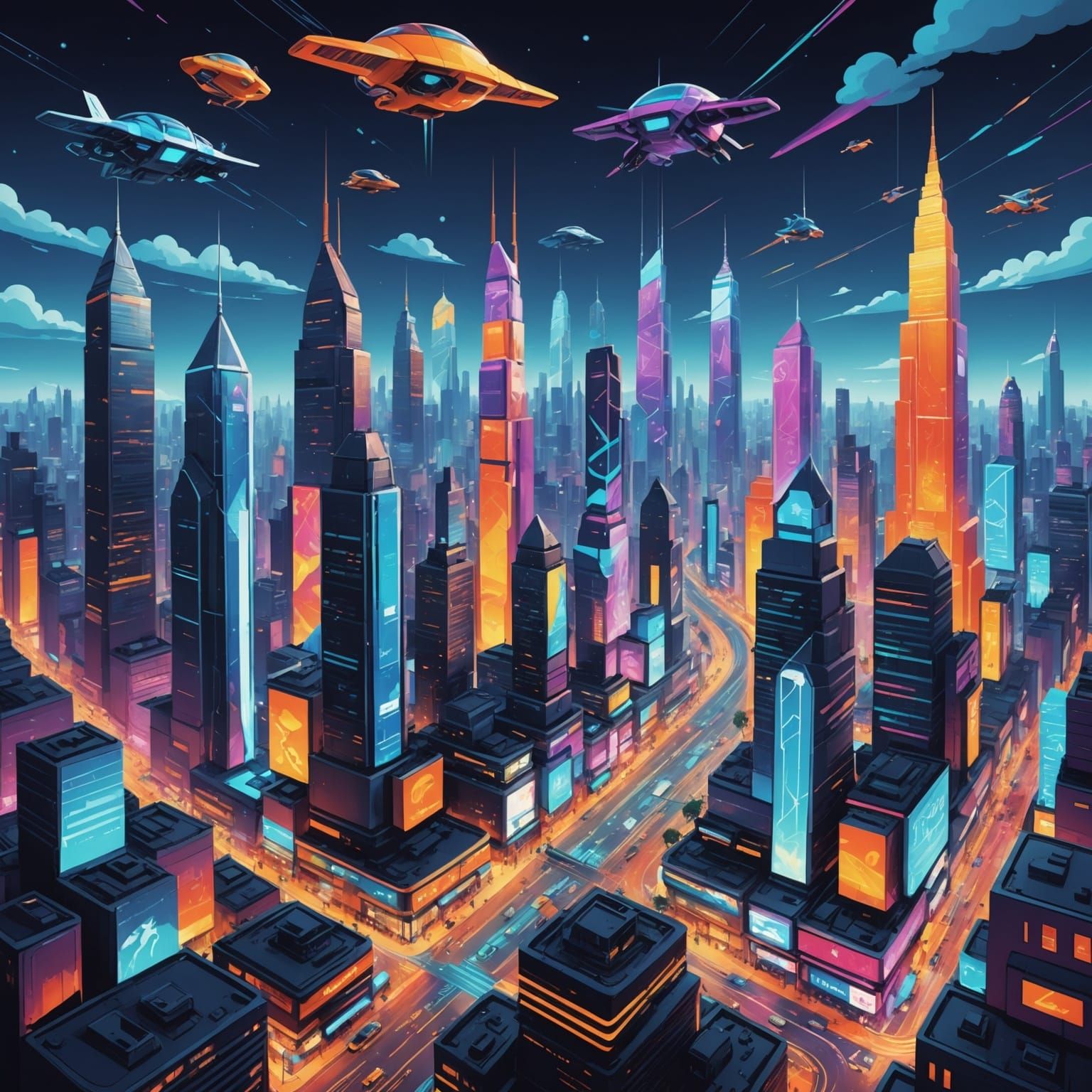 Futuristic Metropolis in an Afrofuturism Aesthetic