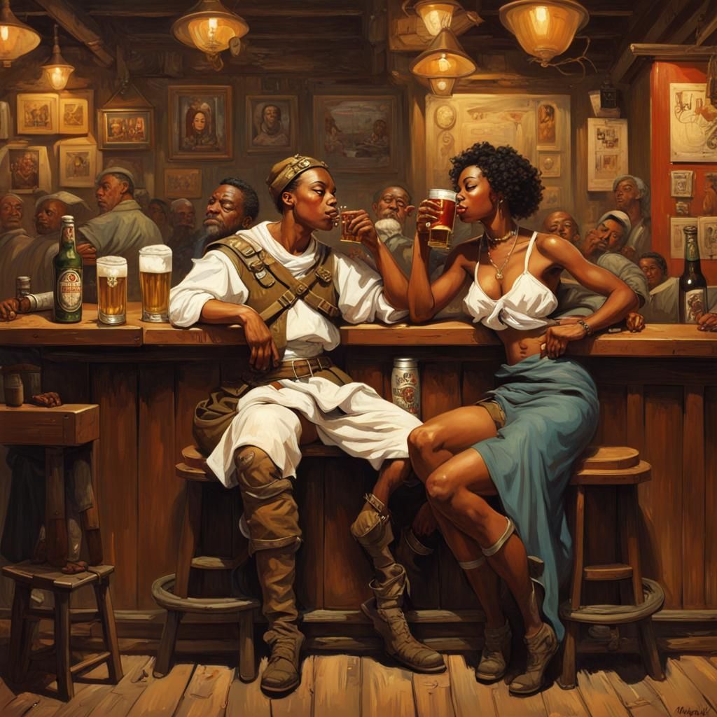 Medieval Warrior in Jazz Bar, Rockwell Style