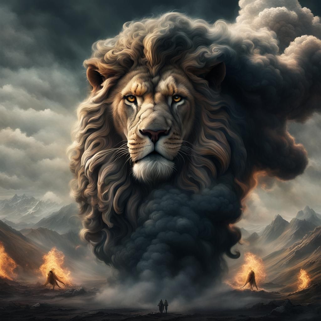 Smoke Lion: Dramatic Digital Matte Painting