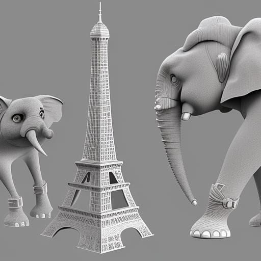 Parisian Landmarks Reimagined as Animals: 3D Digital Art