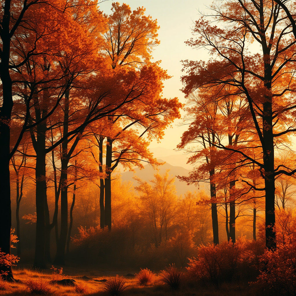 Serene Autumnal Landscape in Matte Painting Style