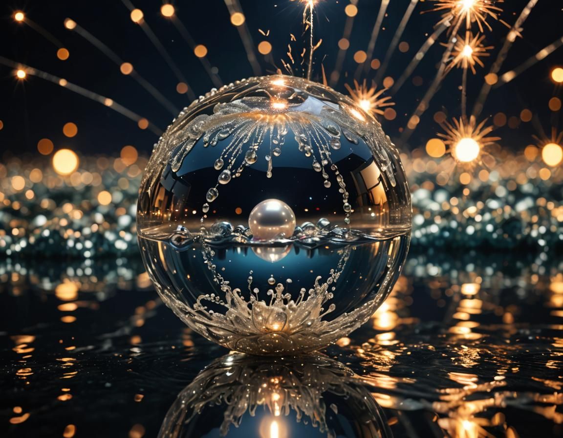 Mysterious Pearl Reflects Fireworks in the Night