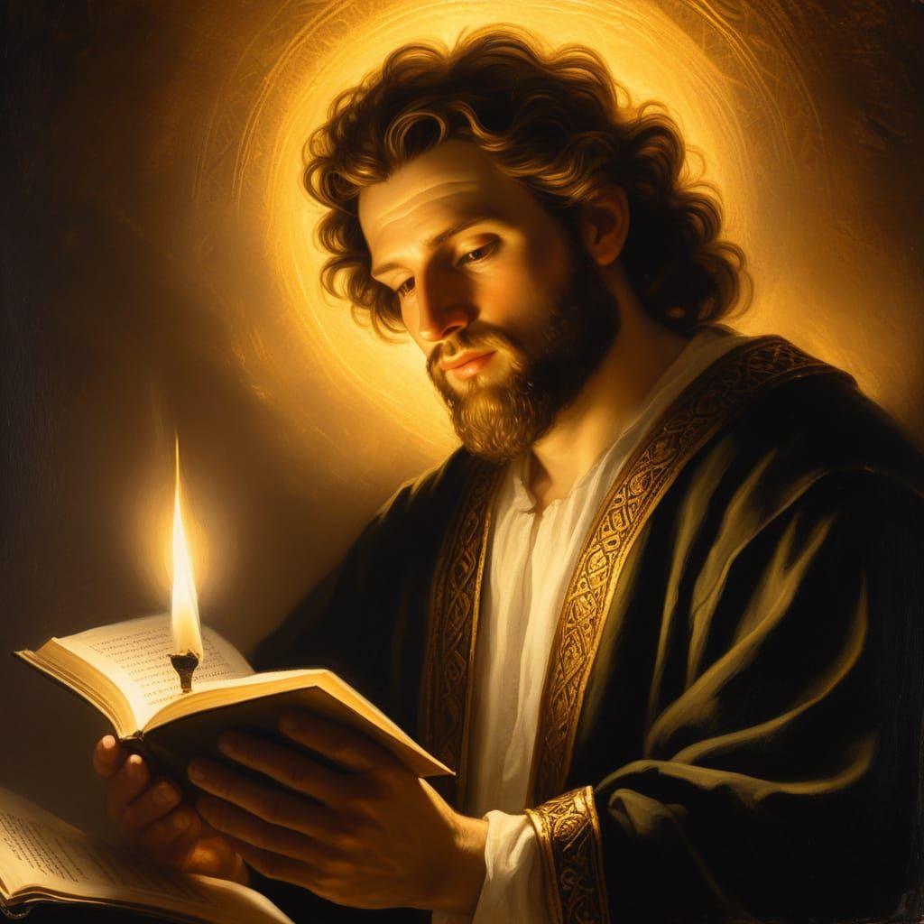 Biblical Illustration: Golden Light on Parchment