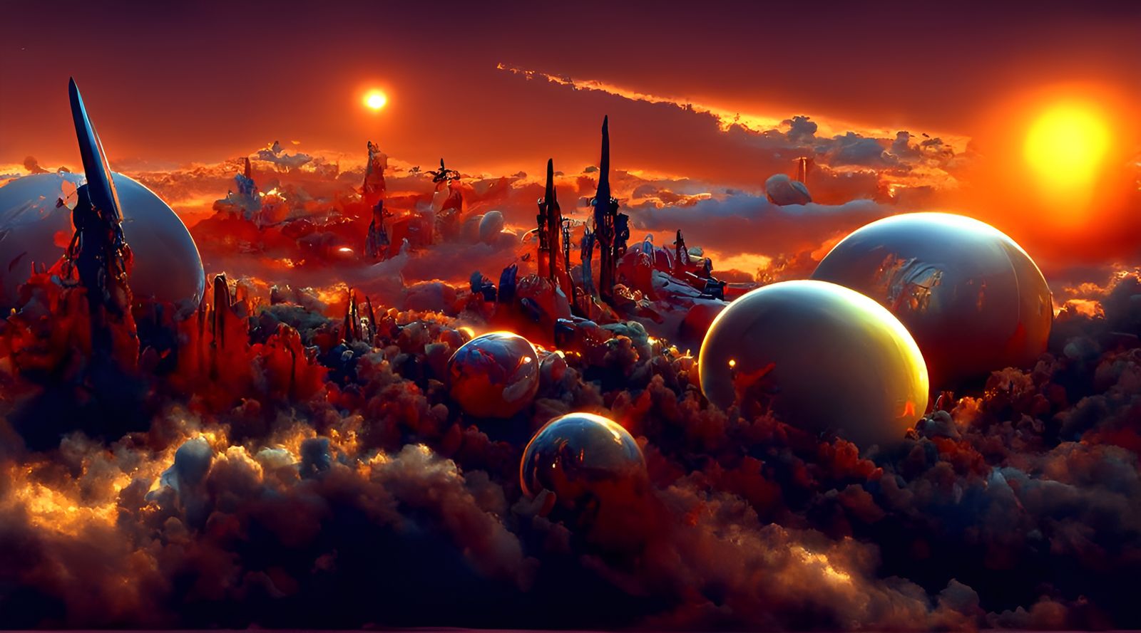 Galactic Fleet in Shimmering Neon Universe