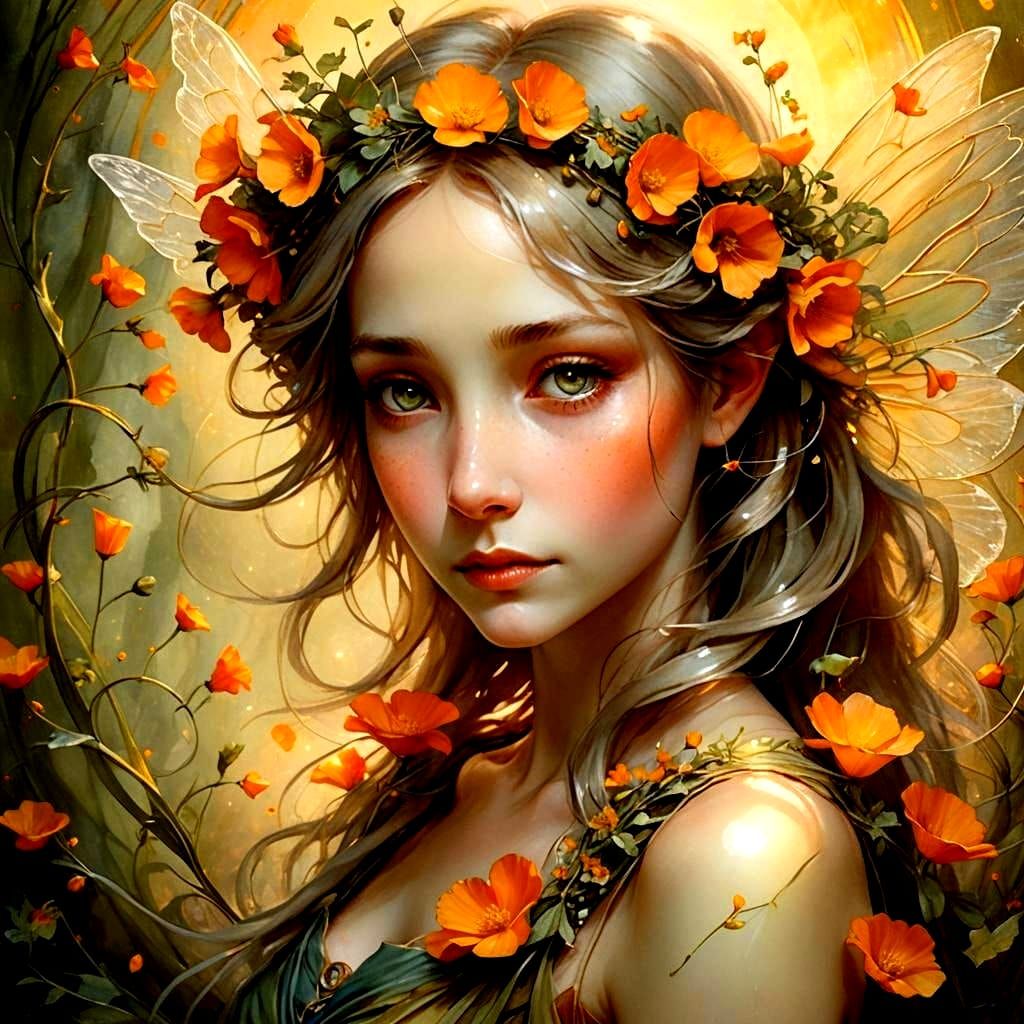 California Poppy Fairy Art