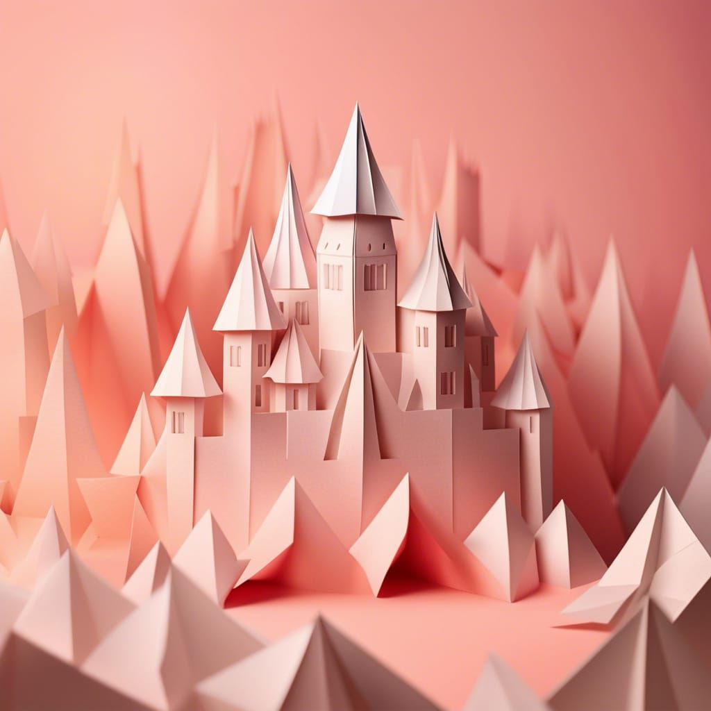 Intricate Origami Paper Castle in Soft Focus