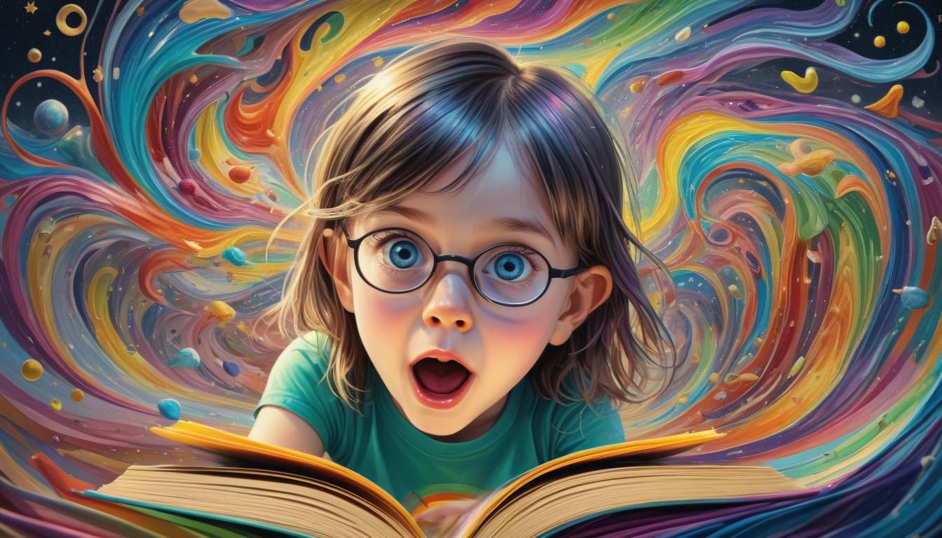 Surfer on Comet's Golden Tail in Vibrant Cosmic Landscape