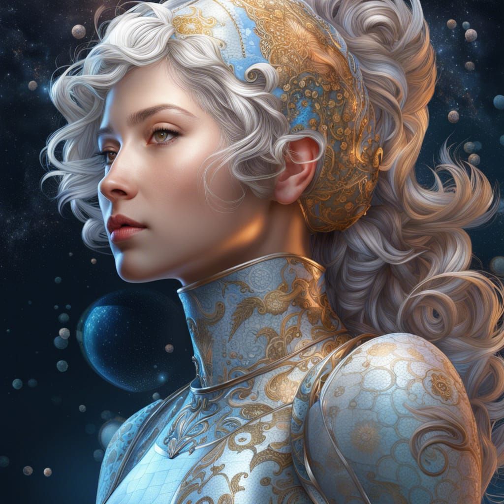 Manga Portrait with Spacecore Pointillism in 8K