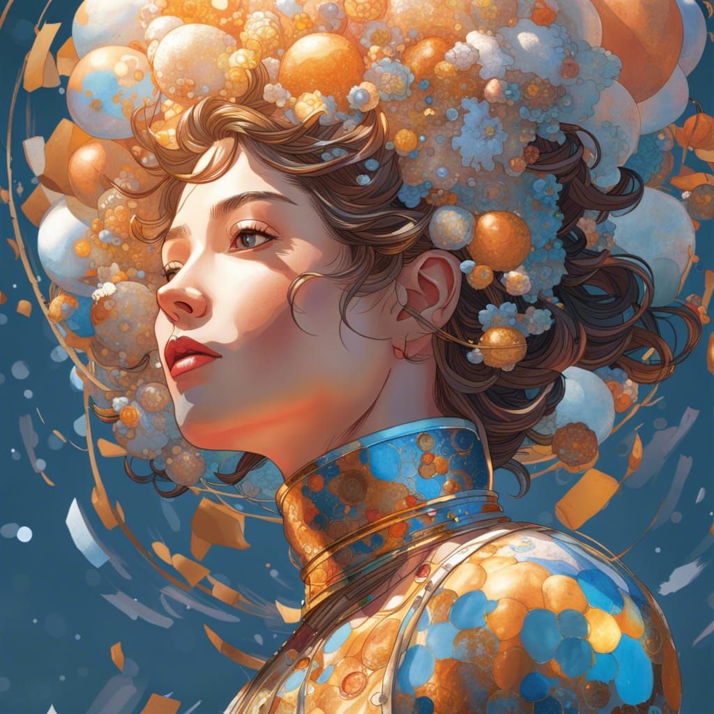 Manga Portrait with Spacecore Pointillism in 8K