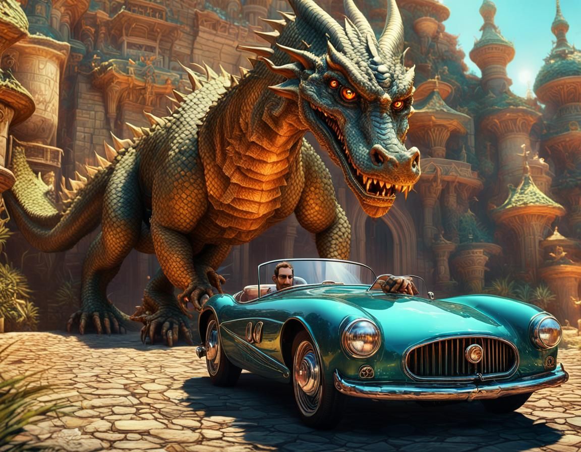 Surreal Dragon with Luxury Car Elements