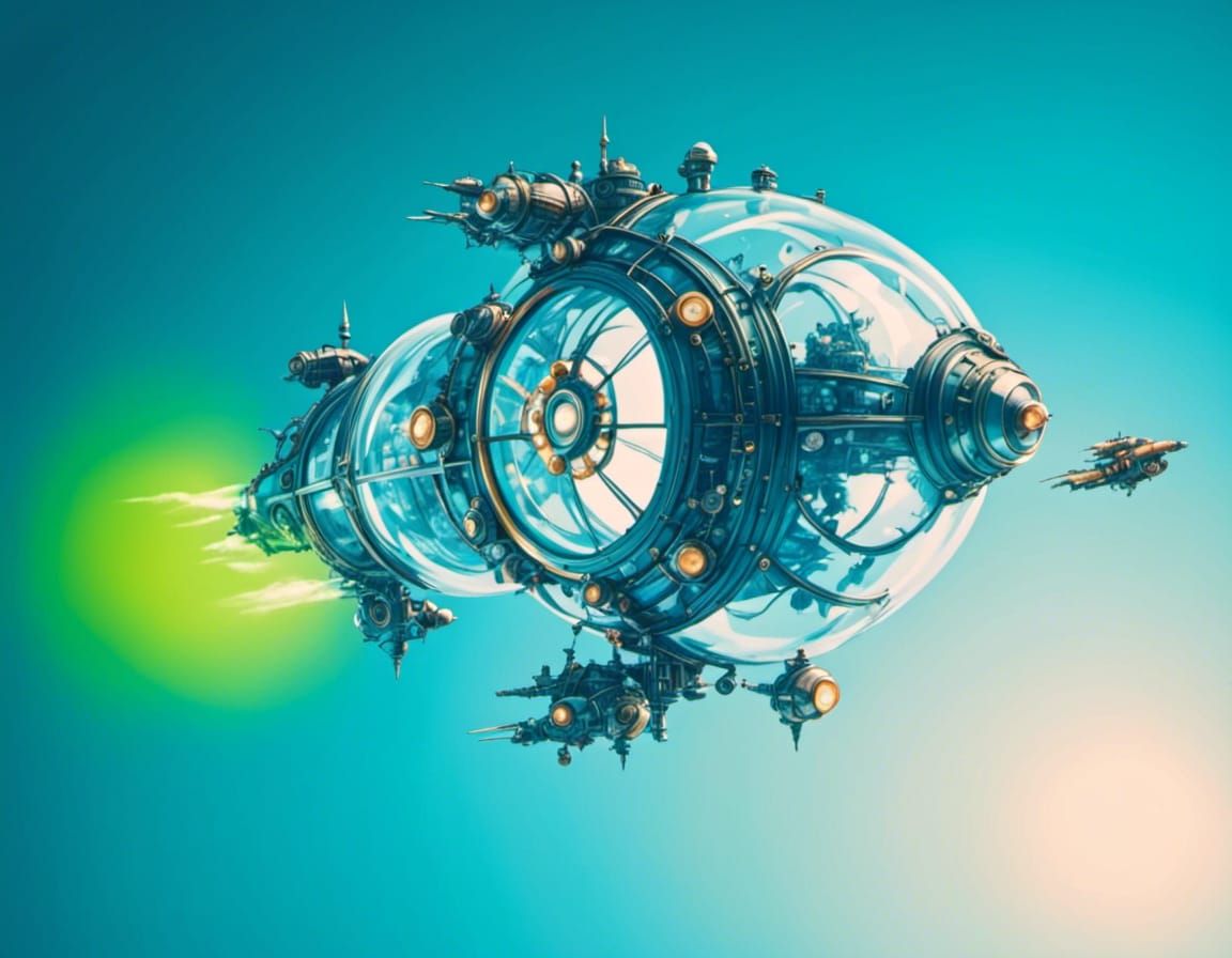 Steampunk Spaceship Amidst the Stars