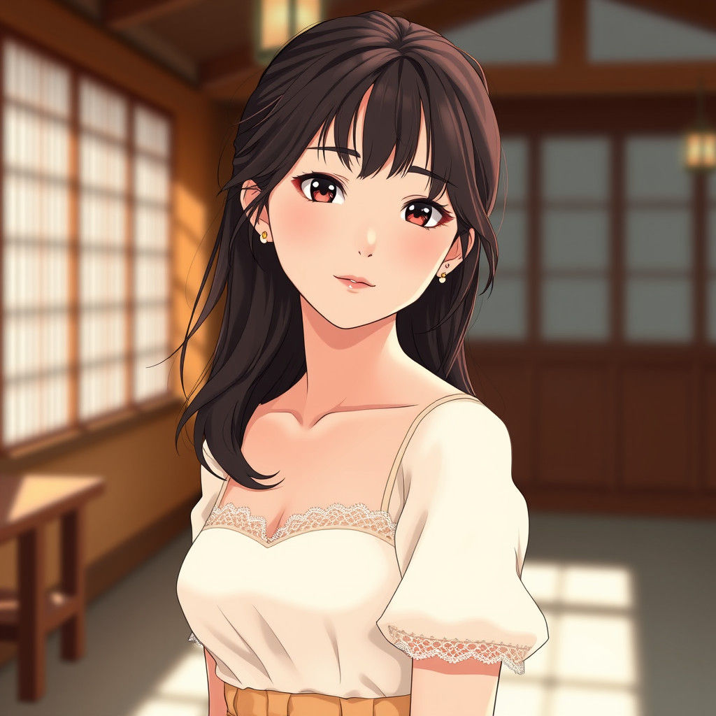 Elegant Anime Woman in Studio Trigger Style