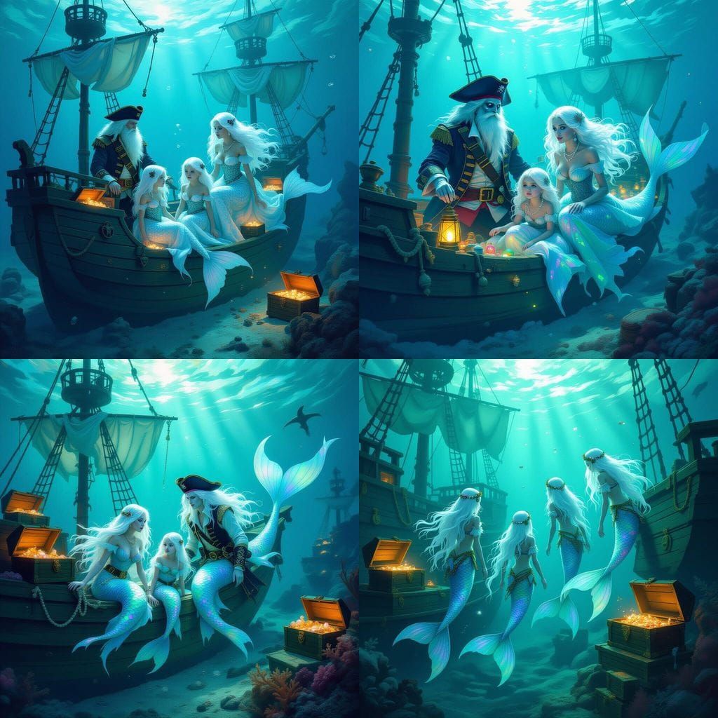 Ghostly Mermaid Pirates in Sunken Ship Dreamscape