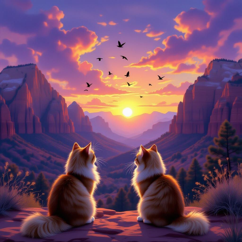Cats Ponder Angels in Sunrise Zion National Park