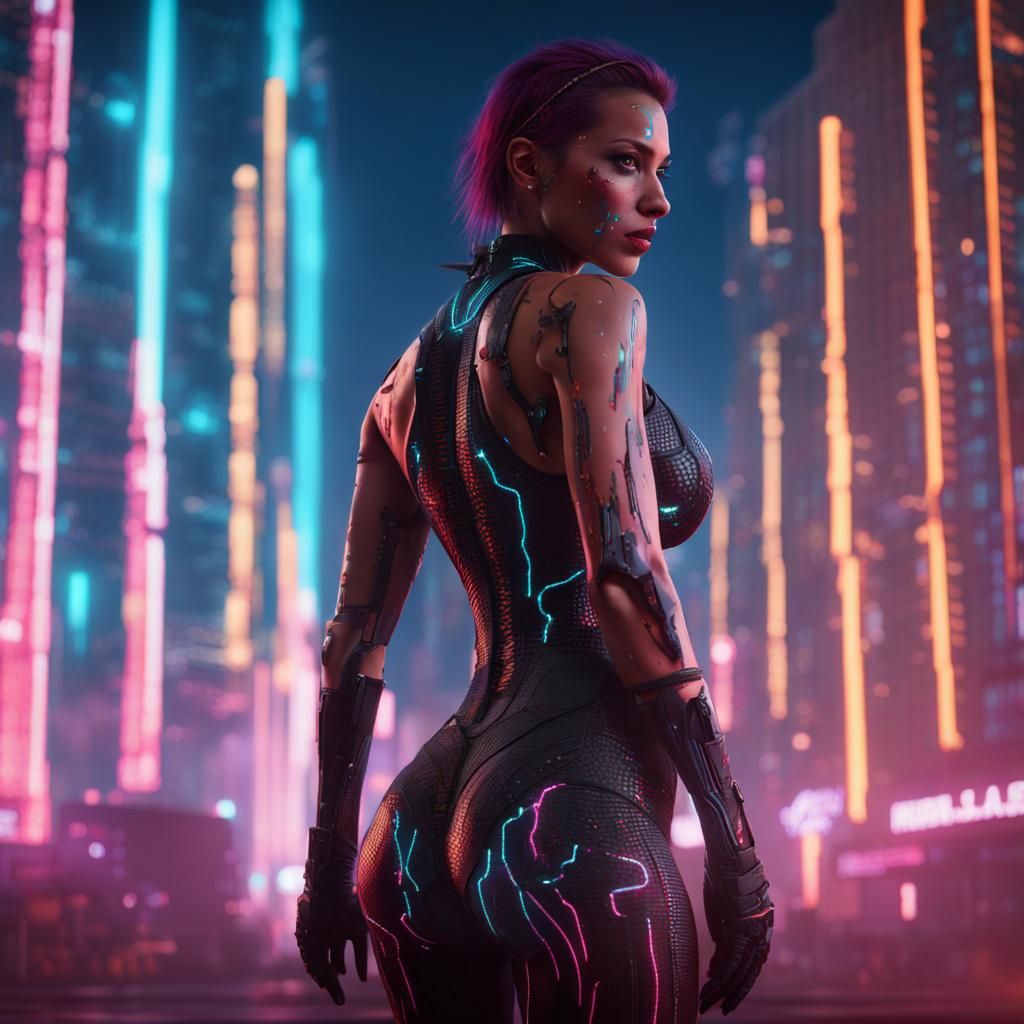 Razorgirl with electric skin