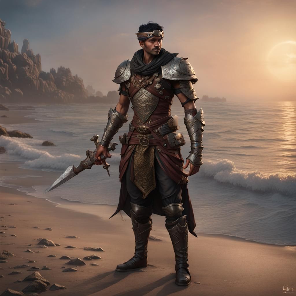 Indian Thief in Leather Armor, Dark Fantasy Art