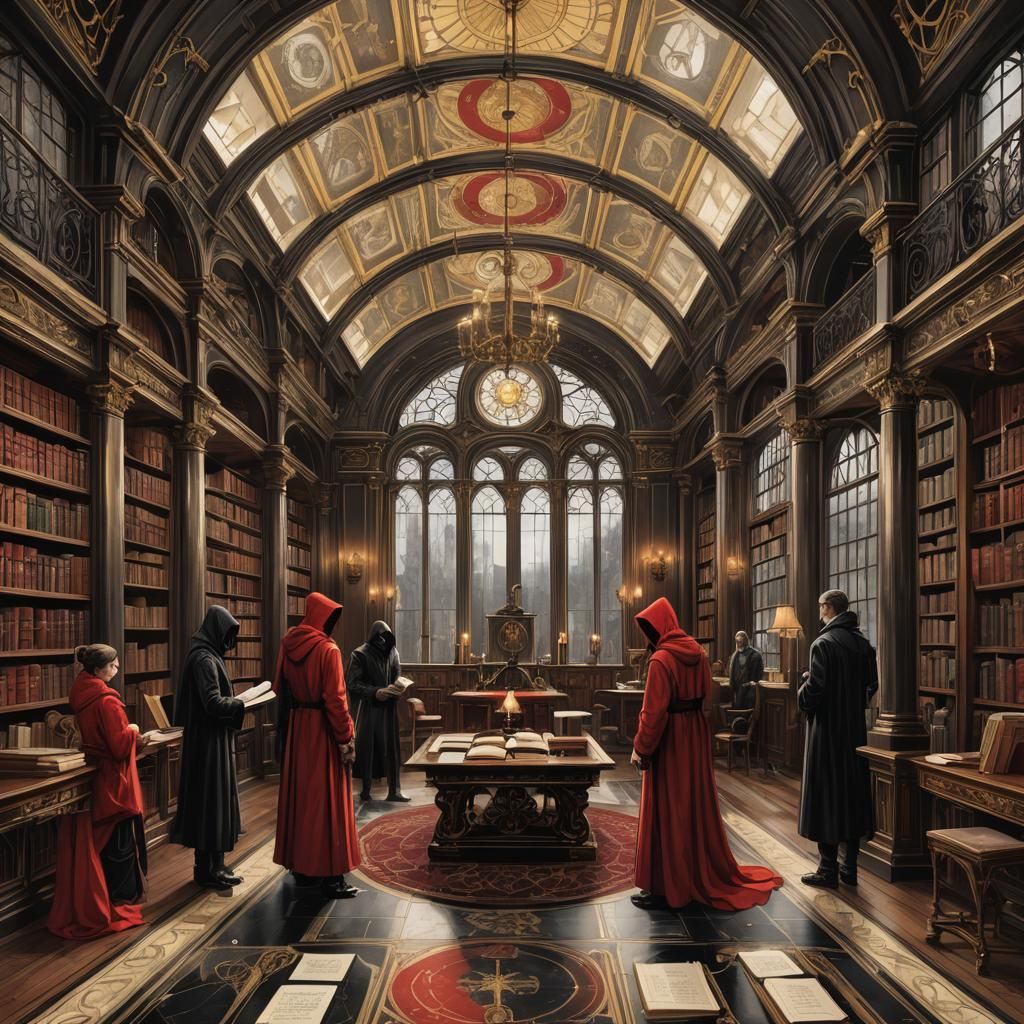 Gothic Game Card with Nobles in Jugendstil Mansion