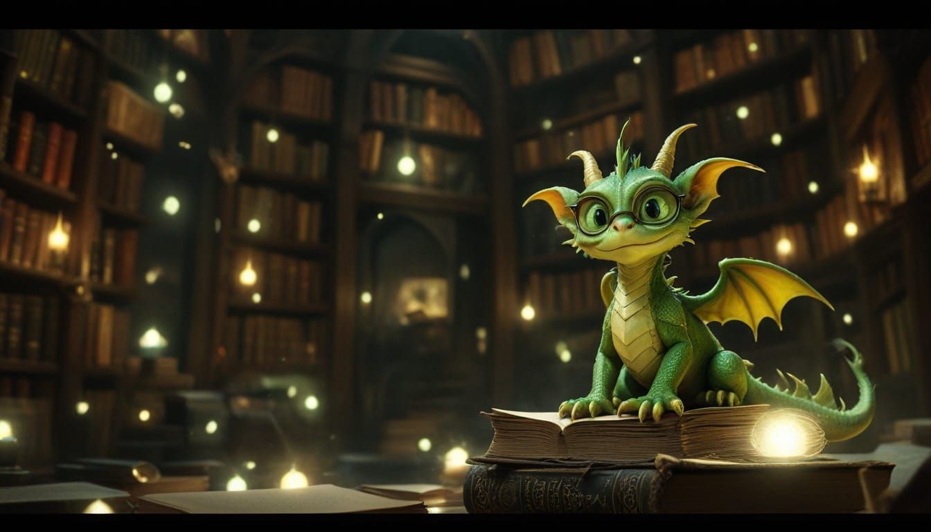 Mystical Library Dragon
