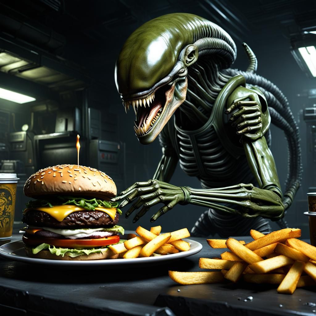 Space Food: A Xenomorphs Cheeseburger & Fries.