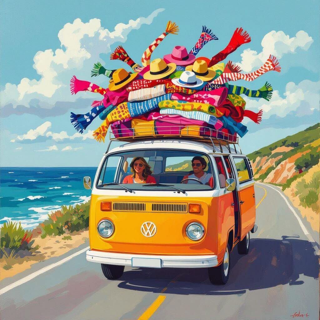 Whimsical Campervan Clothing Cascade, Coastal Road
