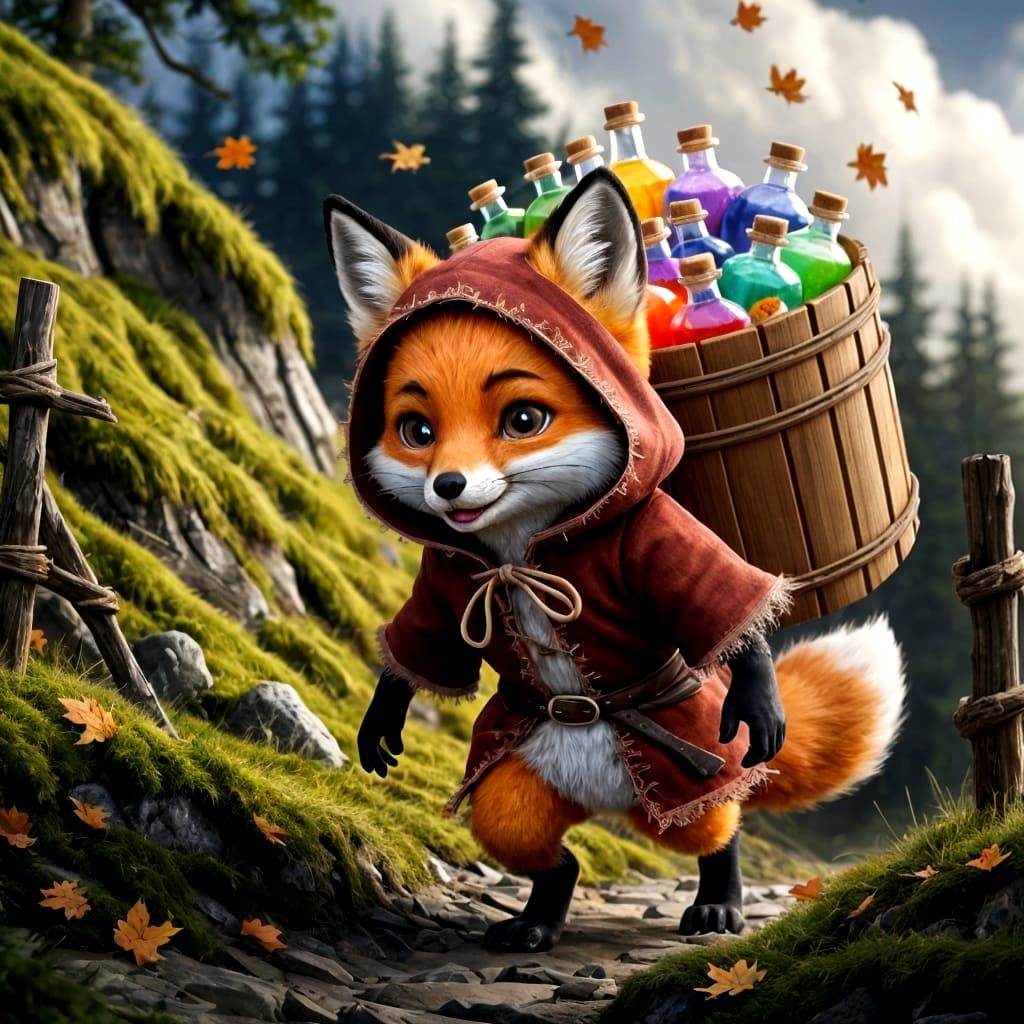 Fox Apothecary's Winter Journey Through Mossy Forest