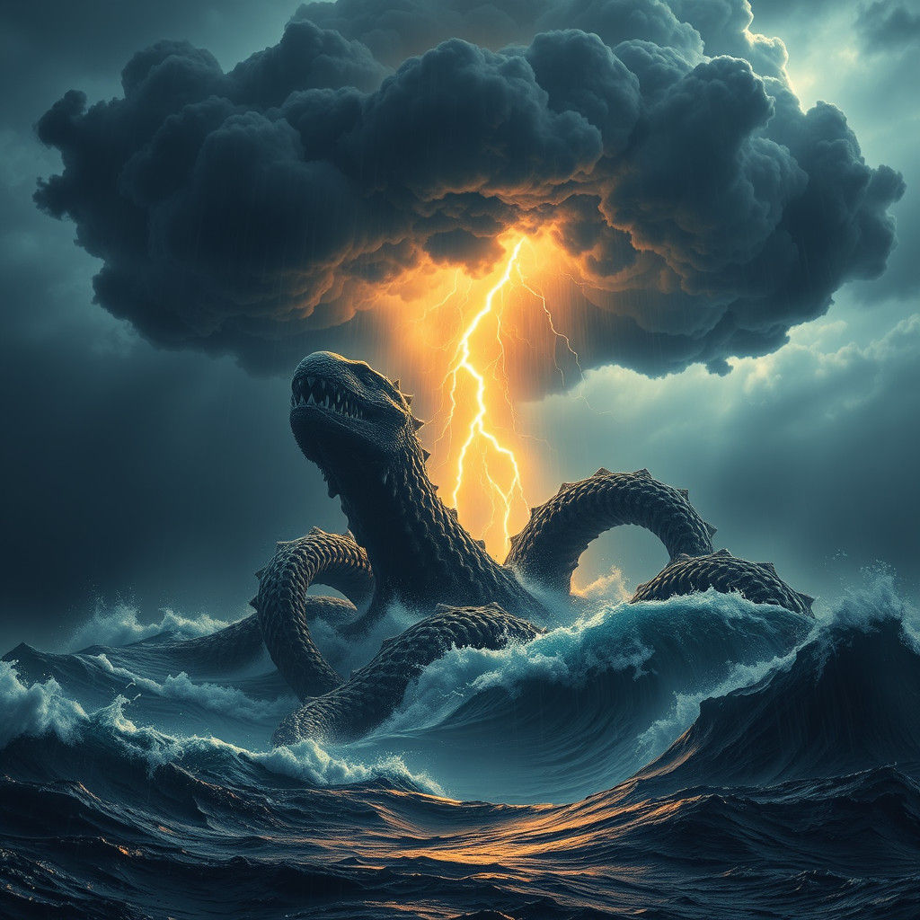 Colossal Kraken Emerges from Stormy Ocean in 8K