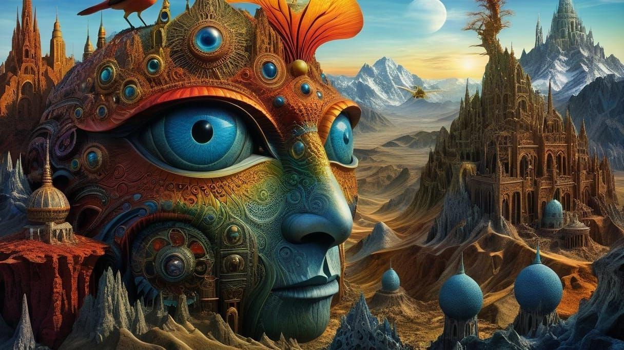 Visionary Land of Broken Dreams in Surrealist Style